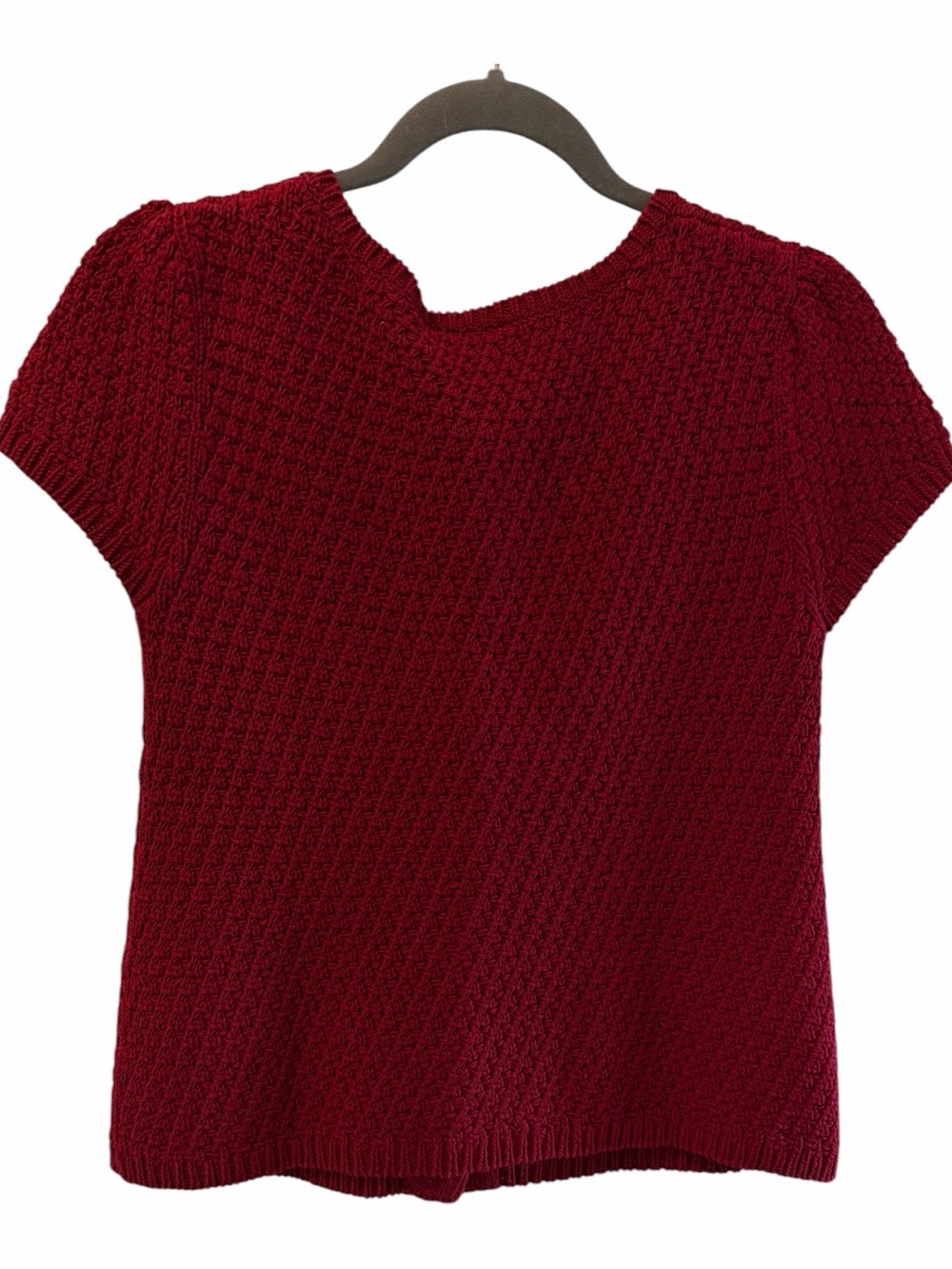 LOFT Cranberry Knit Cardigan Oversized Buttons Cap Sleeves Size Small - Picture 3 of 6